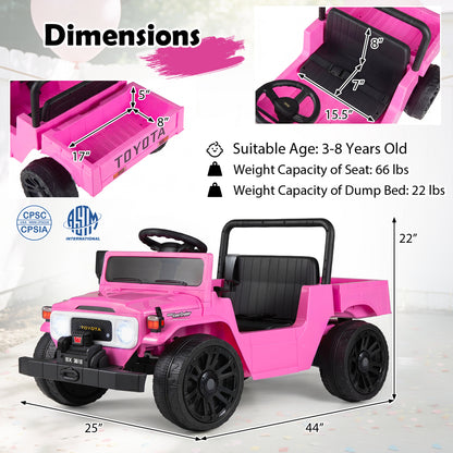 12V Electric Ride On Truck with Dump Bed and Music Licensed Toyota-Black