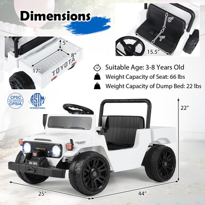 12V Electric Ride On Truck with Dump Bed and Music Licensed Toyota-Black