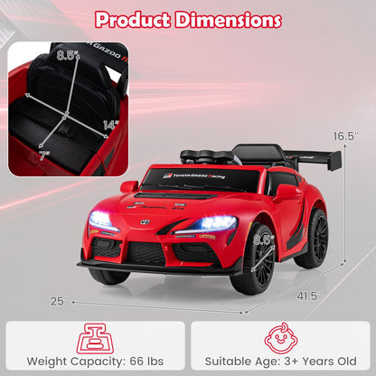 12V Kids Electric Car with Parent Remote Control and Msuic Licensed Toyota-Black