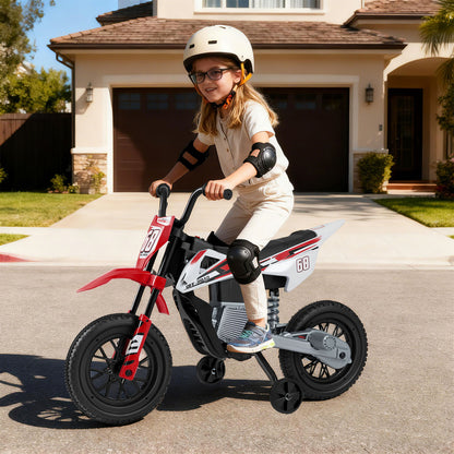 12V Kids Electric Motorcycle with Detachable Training Wheels and Music-Green