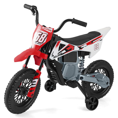 12V Kids Electric Motorcycle with Detachable Training Wheels and Music-Green