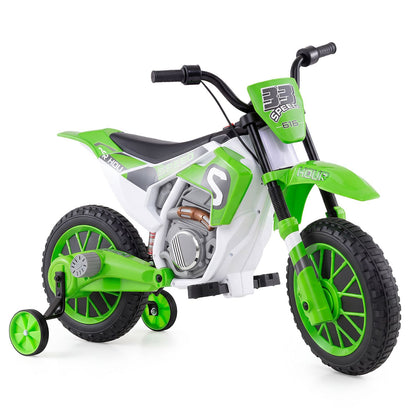 12V Kids Motorcycle with Training Wheels and Spring Suspension-Navy