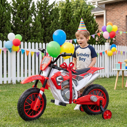 12V Kids Motorcycle with Training Wheels and Spring Suspension-Navy
