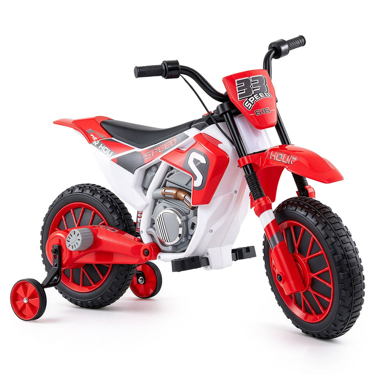 12V Kids Motorcycle with Training Wheels and Spring Suspension-Navy