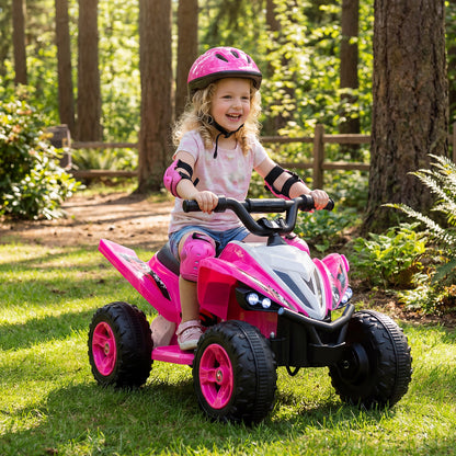 12V Kids Ride On ATV 4-Wheeler Quad with LED Lights and 7 mph Max Speed-Black