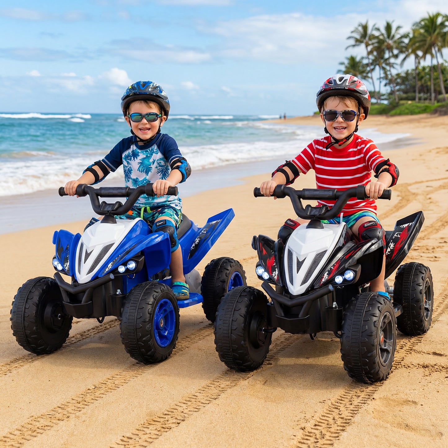 12V Kids Ride On ATV 4-Wheeler Quad with LED Lights and 7 mph Max Speed-Black
