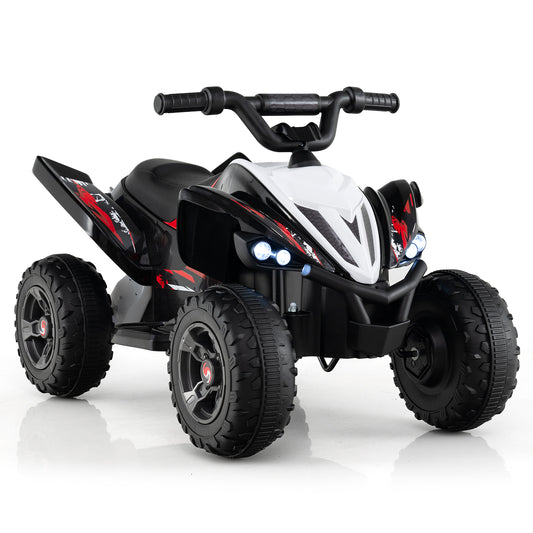 12V Kids Ride On ATV 4-Wheeler Quad with LED Lights and 7 mph Max Speed-Black