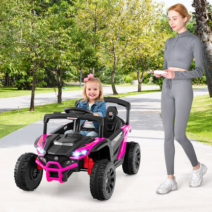 12V Kids Ride On Car UTV Electric Vehicle with LED Lights  Music and Horn-Black