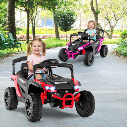 12V Kids Ride On Car UTV Electric Vehicle with LED Lights  Music and Horn-Black