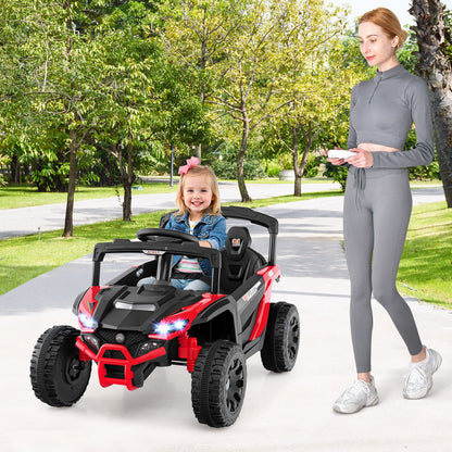 12V Kids Ride On Car UTV Electric Vehicle with LED Lights  Music and Horn-Black