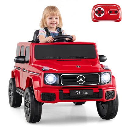 Black 12V Mercedes Benz EQG 580 kids ride-on car for ages 3-8, powered toy vehicle with realistic details and licensed branding.