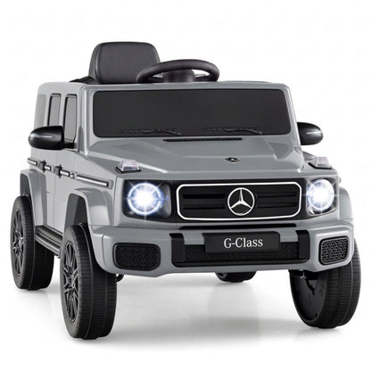 Black 12V Mercedes Benz EQG 580 kids ride-on car for ages 3-8, licensed toy with realistic design and vehicle details.
