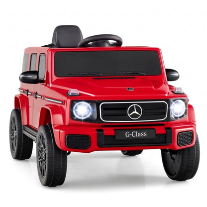 Black 12V Mercedes Benz EQG 580 kids ride-on car for ages 3-8, featuring realistic design and durable plastic construction.