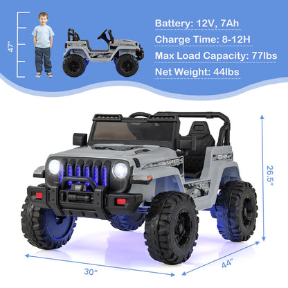 12V Kids Ride-on Jeep Car with 2.4 G Remote Control-Gray