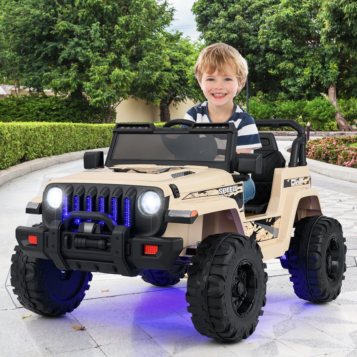12V Kids Ride-on Jeep Car with 2.4 G Remote Control-Gray