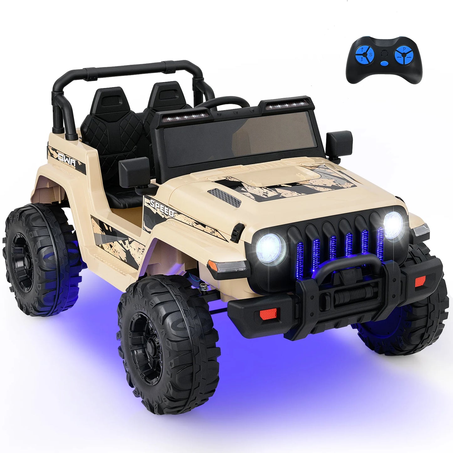12V Kids Ride-on Jeep Car with 2.4 G Remote Control-Gray