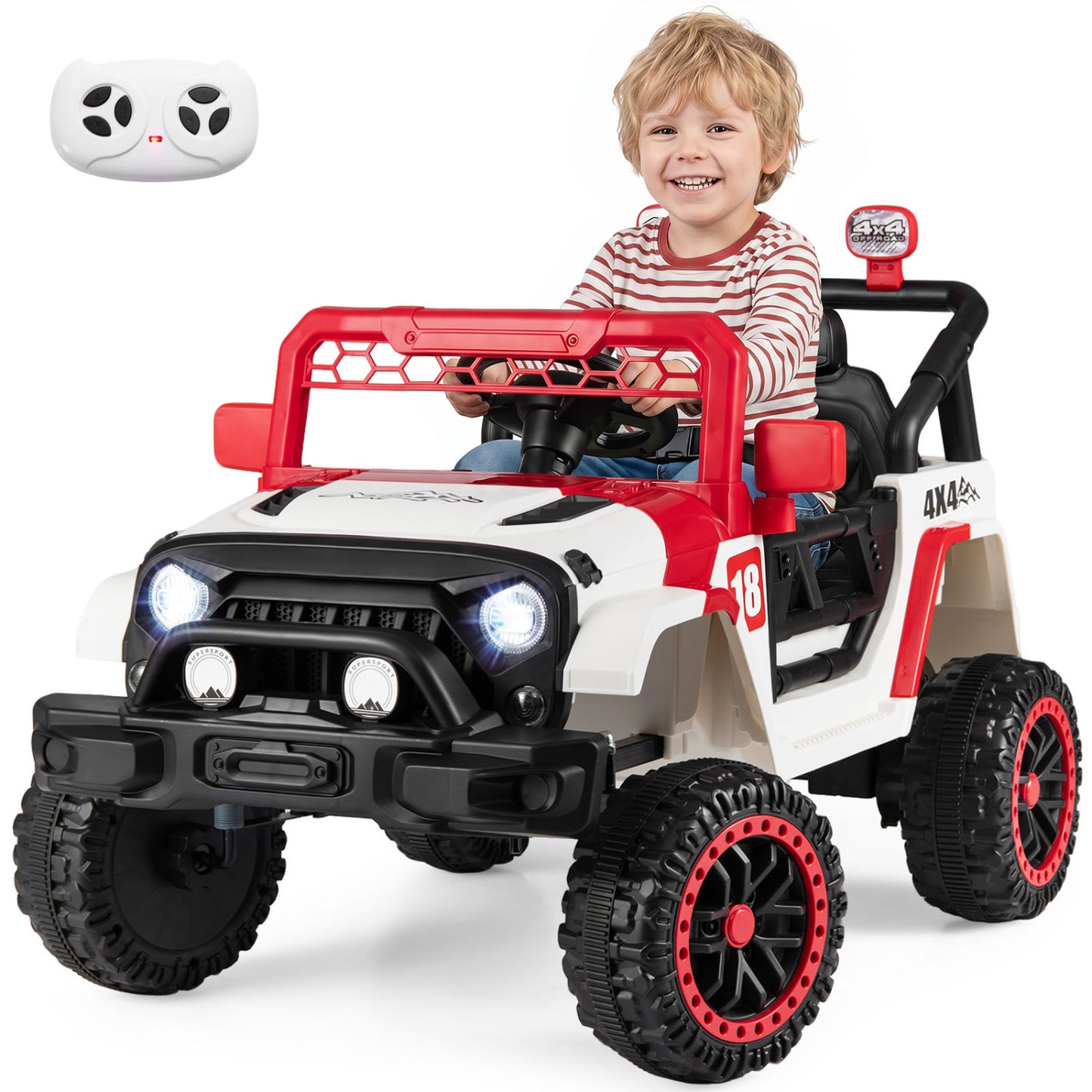 12V Kids Ride on Truck with Remote Control and 3 Speeds-Black