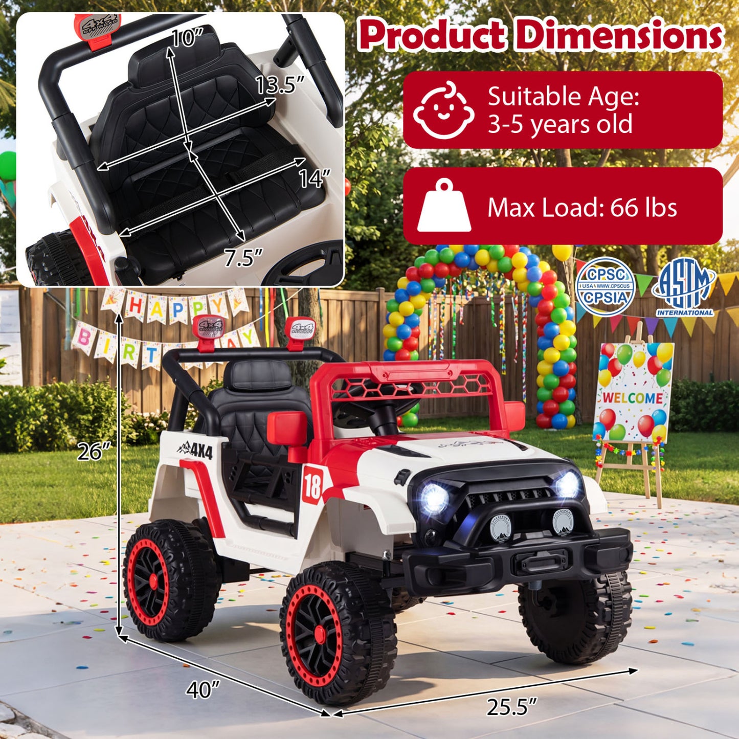 12V Kids Ride on Truck with Remote Control and 3 Speeds-Black