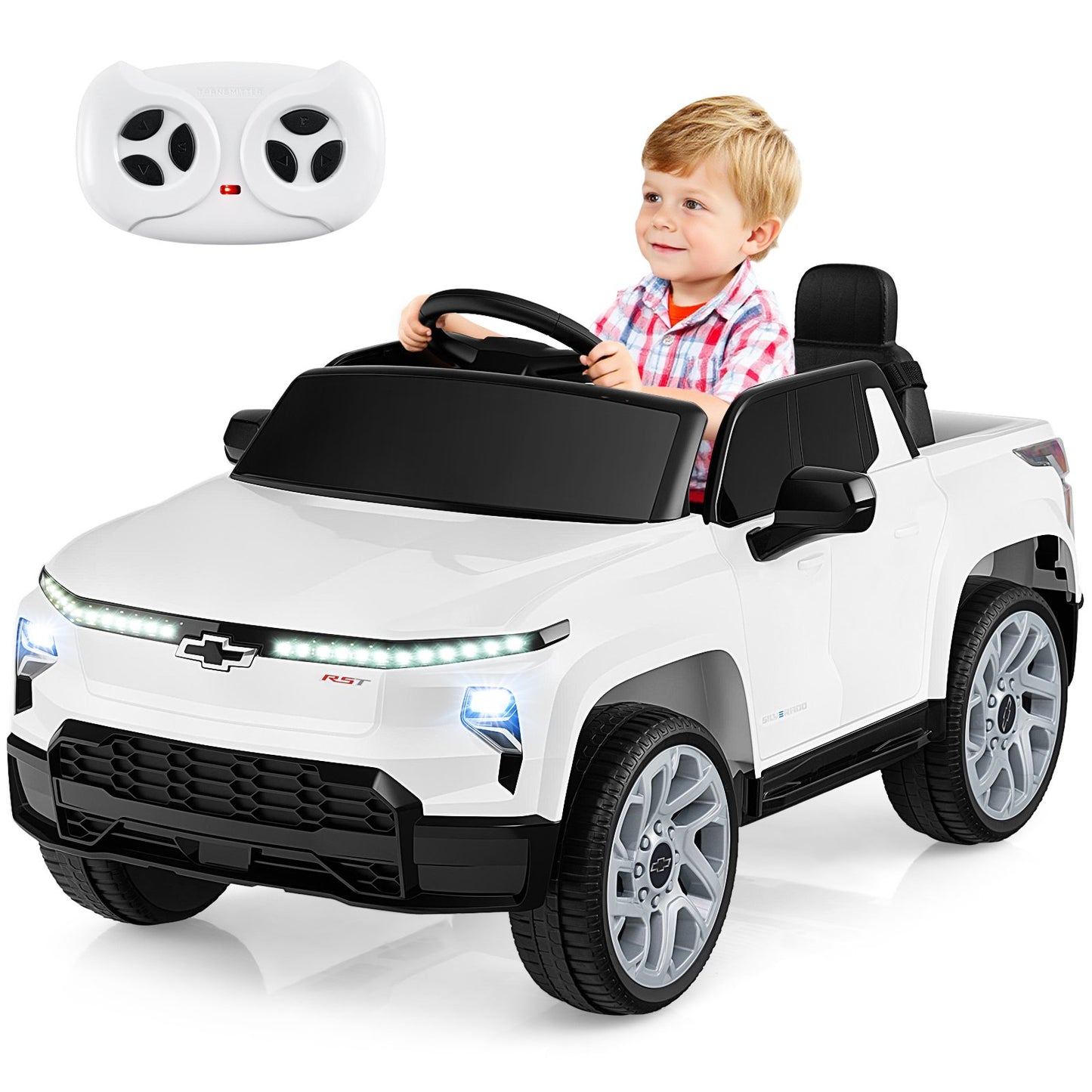 12V Ride on Car Truck Licensed Chevrolet with Remote Control Gift for 3+-Black