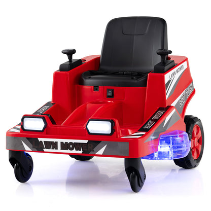 12V Ride on Lawn Mower for Kids with Dual Control Sticks and LED Lights-Green