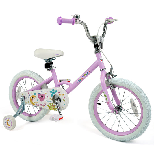 12/14/16/18 Inch Kids Bike Adjustable for 3-8 Years Old Children Purple - Stars & Moon-16 inch