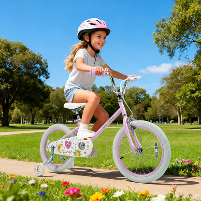 12/14/16/18 Inch Kids Bike Adjustable for 3-8 Years Old Children Purple - Stars & Moon-16 inch