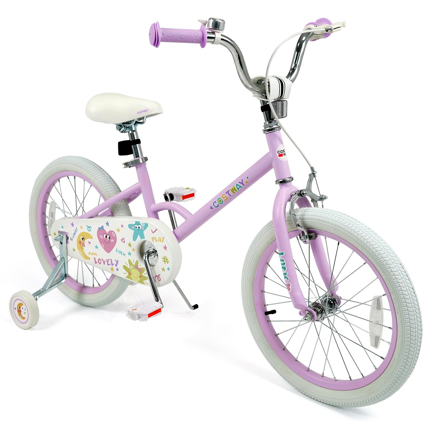 12/14/16/18 Inch Kids Bike Adjustable for 3-8 Years Old Children Purple - Stars & Moon-16 inch