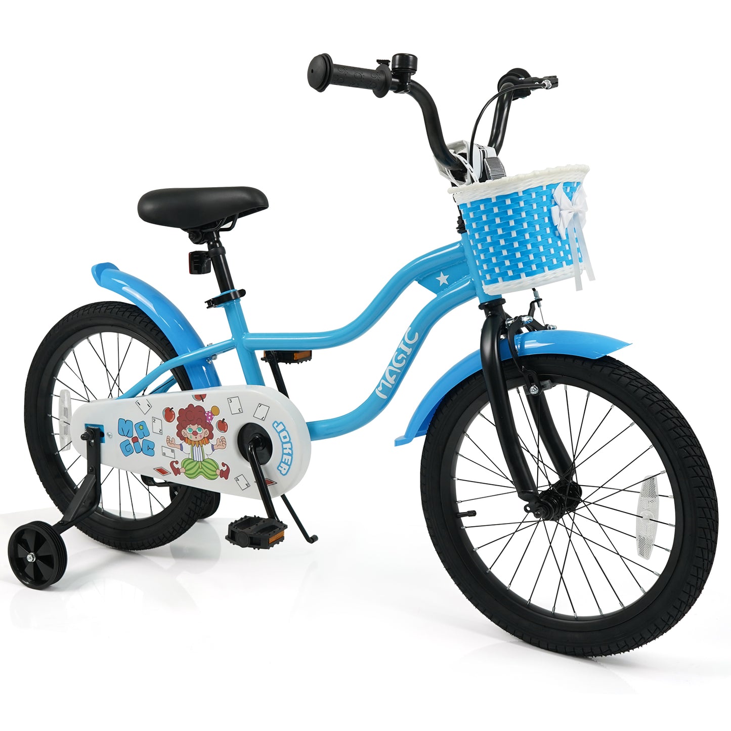 12/14/16/18 Inch Kids Bike with Training Wheels and Basket Navy Color-18 inches