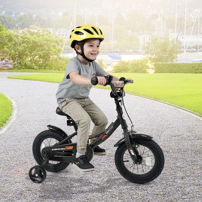 12/14/16/18 Inches Kids Bike with Removable Training Wheels and Adjustable Seatfor 3-8 Years Old Black-16 inches