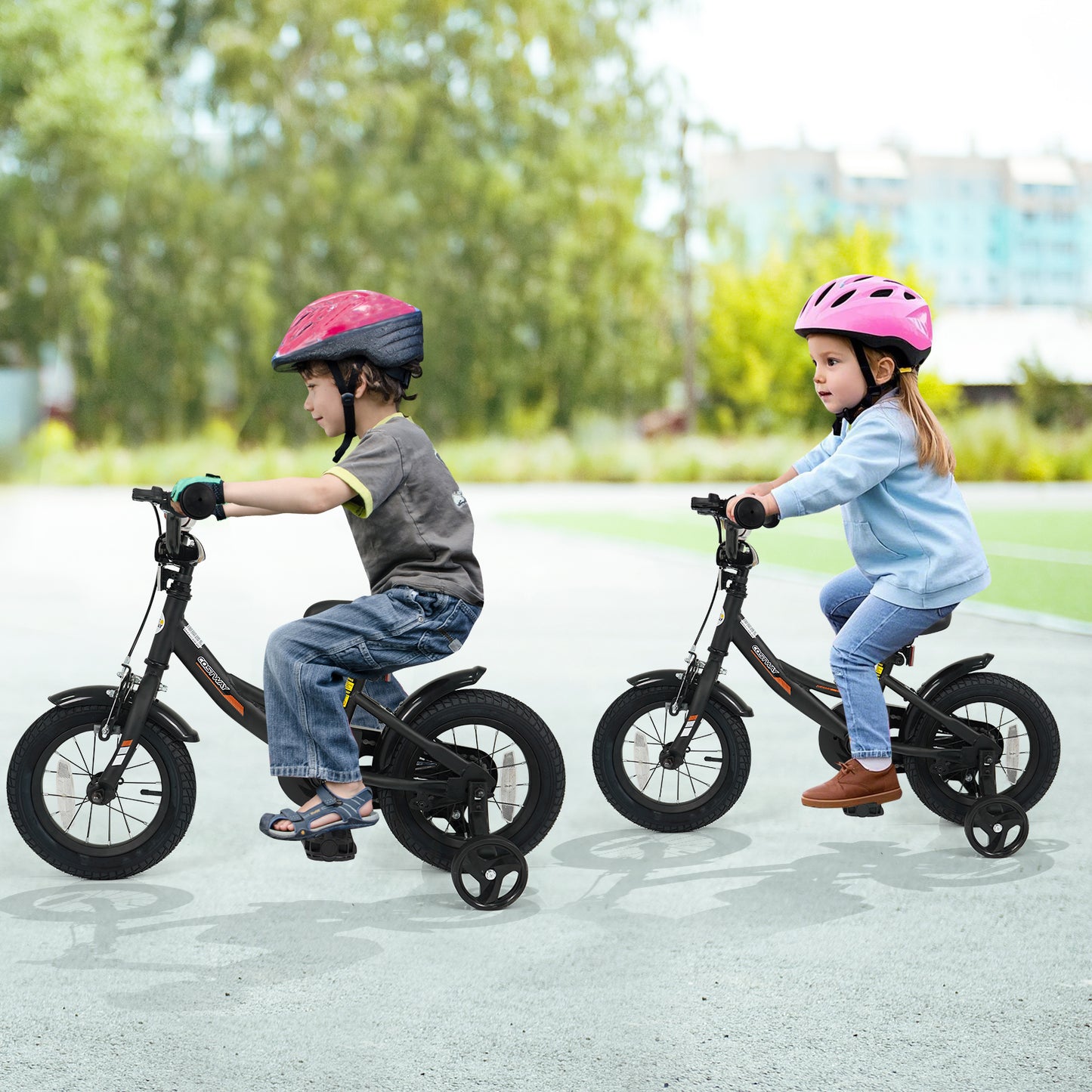 12/14/16/18 Inches Kids Bike with Removable Training Wheels and Adjustable Seatfor 3-8 Years Old Black-16 inches
