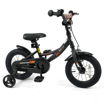 12/14/16/18 Inches Kids Bike with Removable Training Wheels and Adjustable Seatfor 3-8 Years Old Black-16 inches