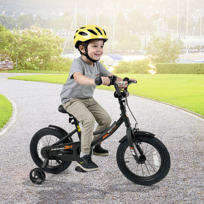 12/14/16/18 Inches Kids Bike with Removable Training Wheels and Adjustable Seatfor 3-8 Years Old Black-16 inches