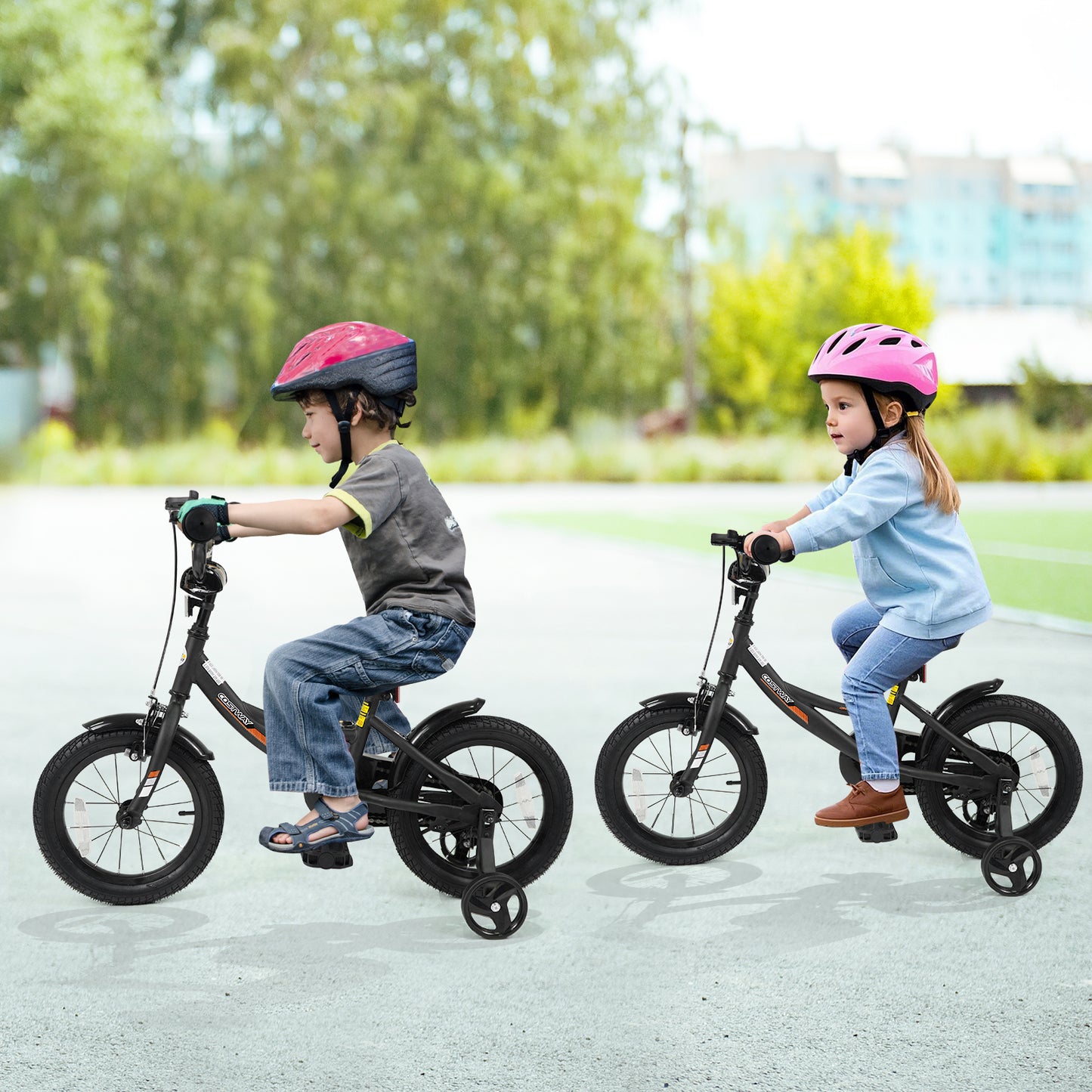 12/14/16/18 Inches Kids Bike with Removable Training Wheels and Adjustable Seatfor 3-8 Years Old Black-16 inches