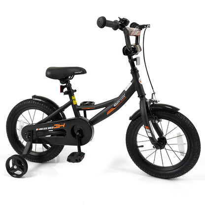 12/14/16/18 Inches Kids Bike with Removable Training Wheels and Adjustable Seatfor 3-8 Years Old Black-16 inches