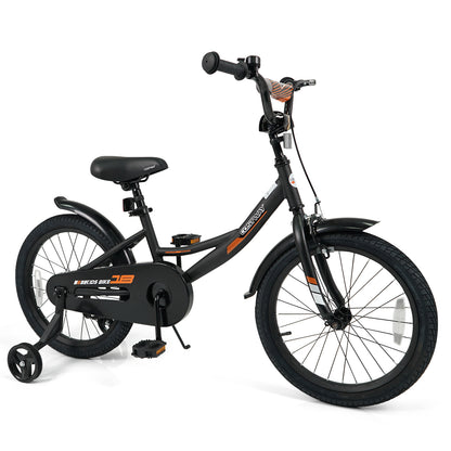 12/14/16/18 Inches Kids Bike with Removable Training Wheels and Adjustable Seatfor 3-8 Years Old Black-16 inches