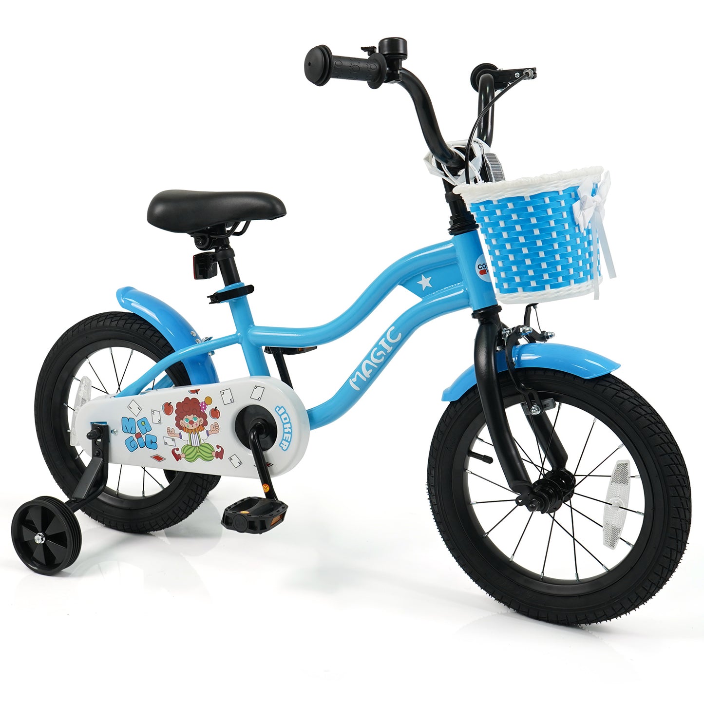 12/14/16 Inch Kids Bike with Training Wheels and Basket Navy Color-12