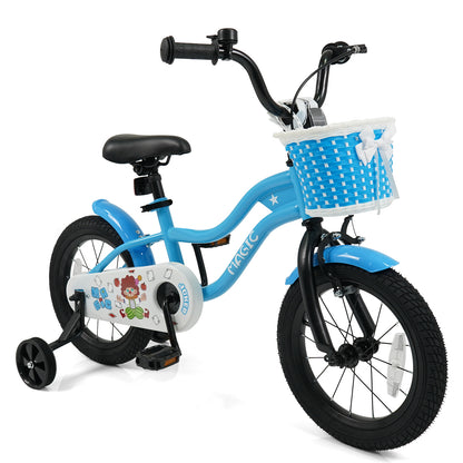 12/14/16 Inch Kids Bike with Training Wheels and Basket Navy Color-14