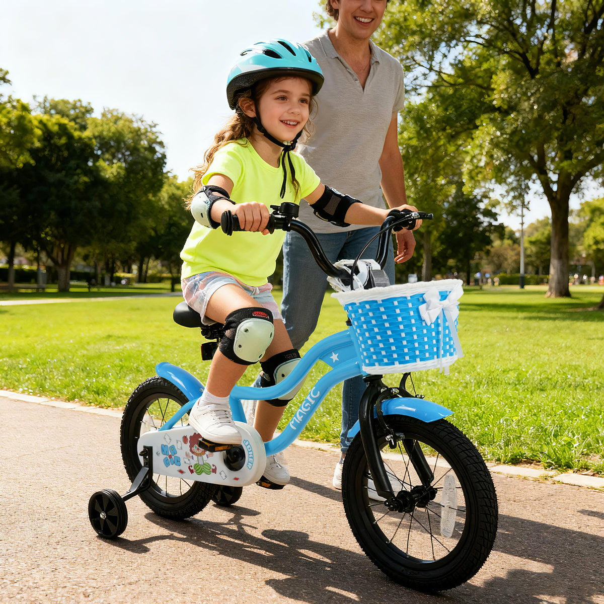 12/14/16 Inch Kids Bike with Training Wheels and Basket Navy Color-14