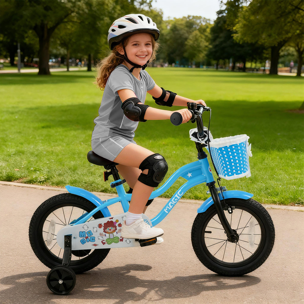 12/14/16 Inch Kids Bike with Training Wheels and Basket Navy Color-14