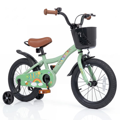 12-18 Inches Girls Bike for 3-8 Years Old with Basket - Spring Party  Green-16“