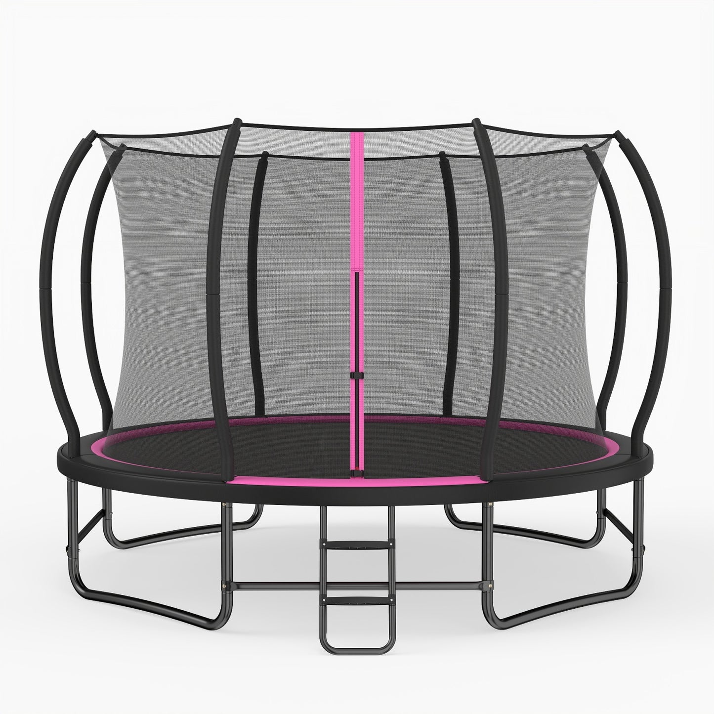 12 FT Outdoor Recreational Trampoline with Enclosure Net and 4 Stabilizer Bars for Backyard-Blue