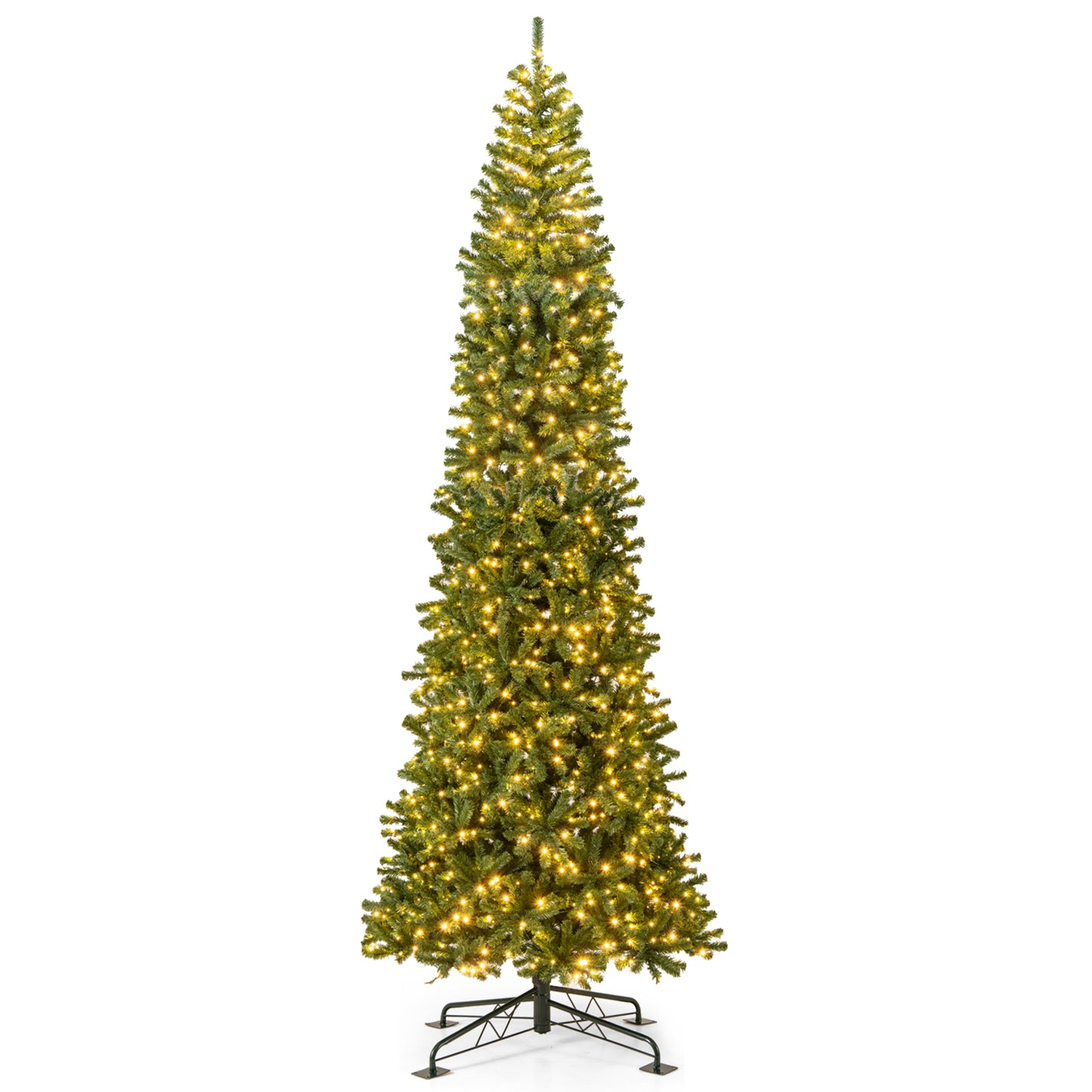 12 FT Tall Prelit Hinged Artificial Christmas Tree with 2536 PVC Branch Tips