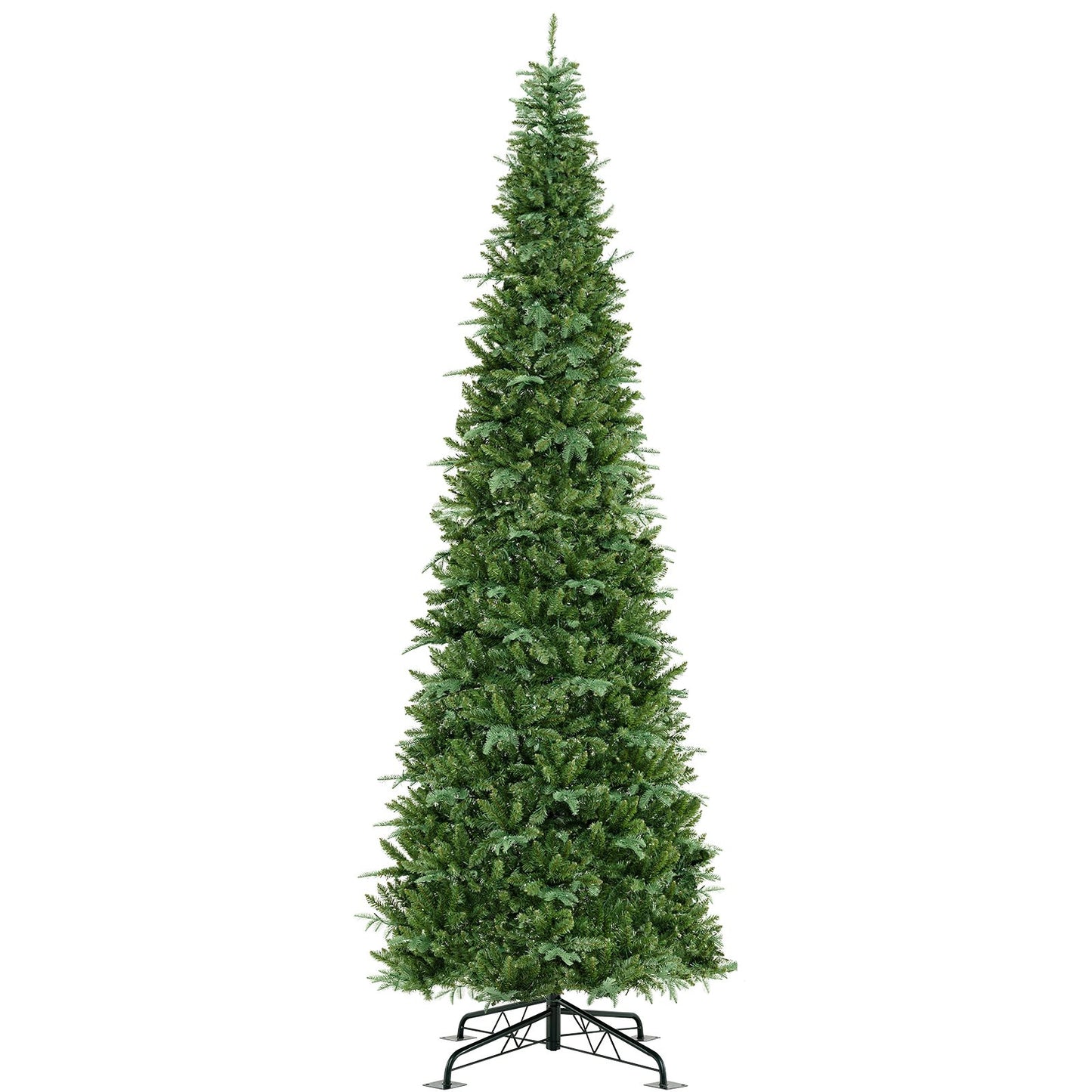 12 Feet Tall Prelit Hinged Artificial Christmas Tree with 2517 PVC PE Branch Tips