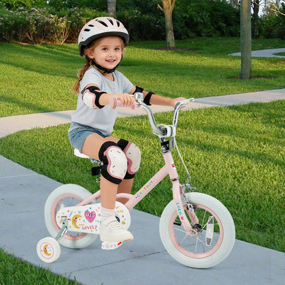 12 Inch Kids Bike Adjustable for 3-8 Years Old Children Pink - Stars & Moon