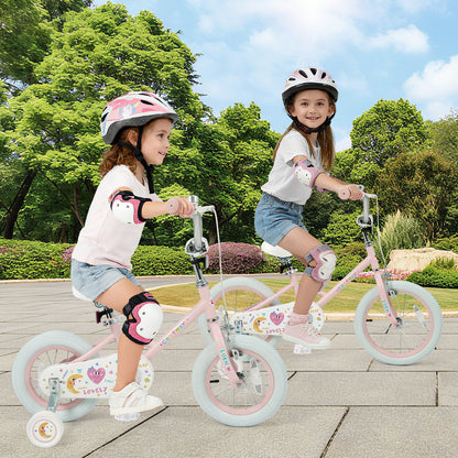12 Inch Kids Bike Adjustable for 3-8 Years Old Children Pink - Stars & Moon