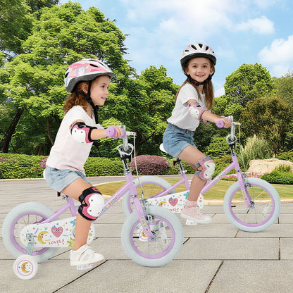 12/14/16/18 Inch Kids Bike Adjustable for 3-8 Years Old Children Purple - Stars & Moon-16 inch