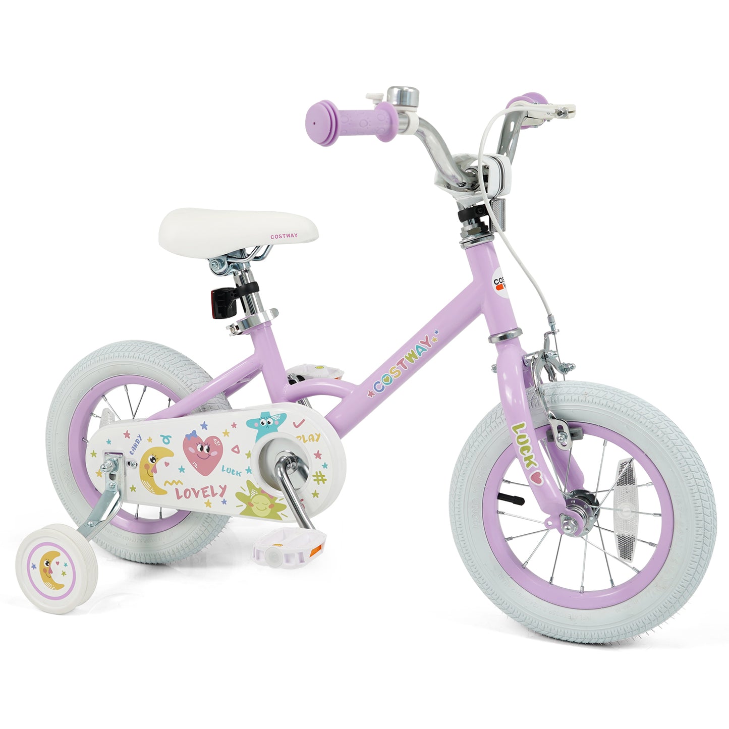 12/14/16/18 Inch Kids Bike Adjustable for 3-8 Years Old Children Purple - Stars & Moon-16 inch