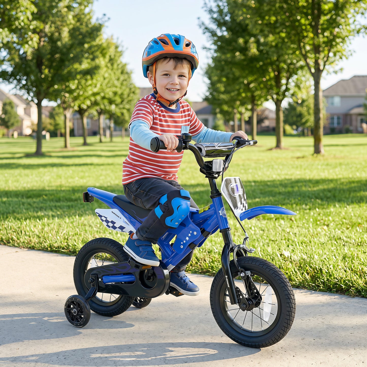 12 Inch Kids Bike Motorcycle-Inspired for Boy Girl Ages 3-4 Years-Black