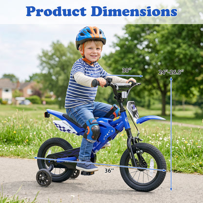 12 Inch Kids Bike Motorcycle-Inspired for Boy Girl Ages 3-4 Years-Black