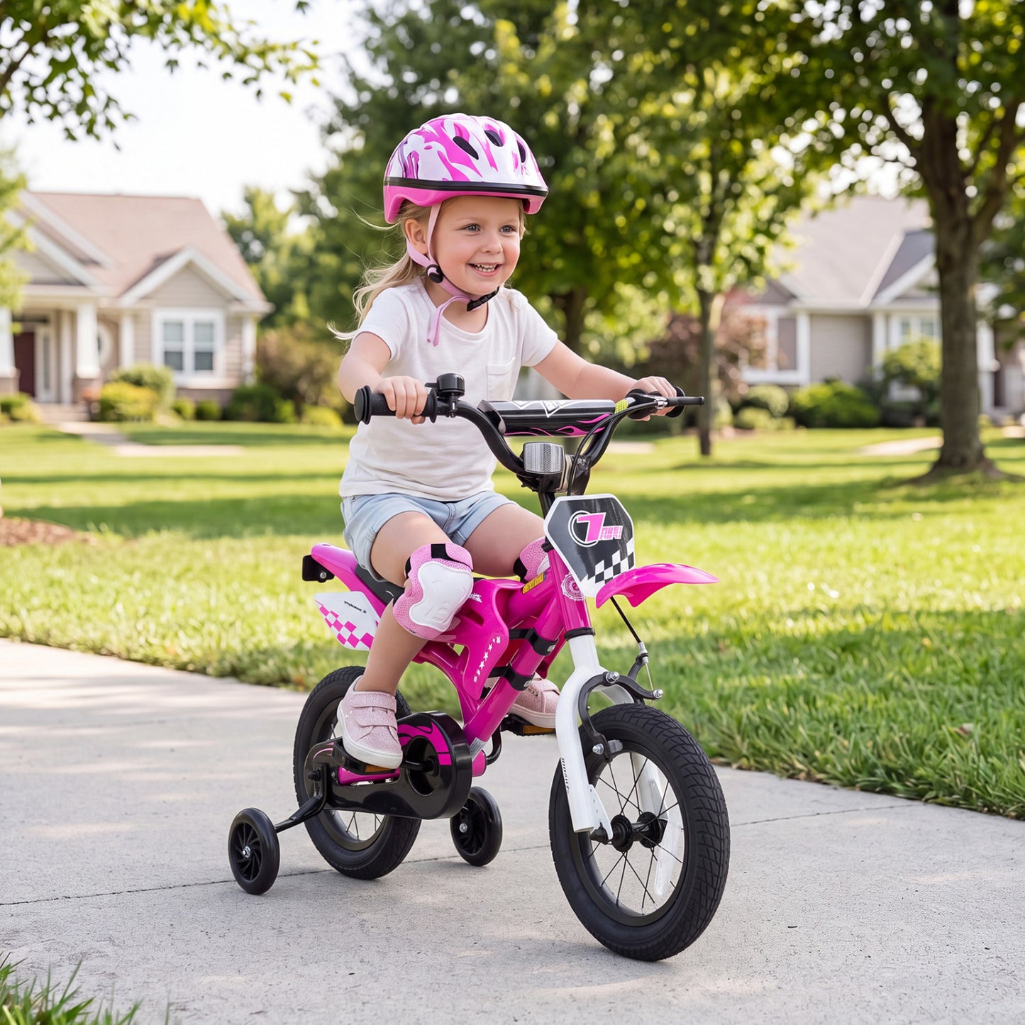 12 Inch Kids Bike Motorcycle-Inspired for Boy Girl Ages 3-4 Years-Black